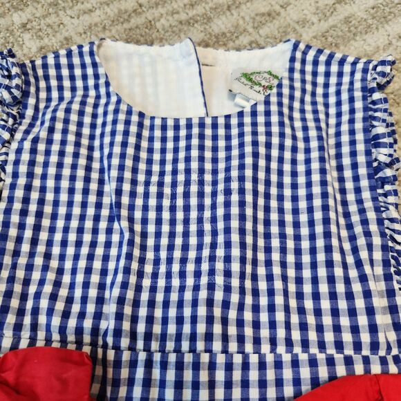 Cecil & Lou gingham cotton dress red white blue bow size 5 - Picture 4 of 10